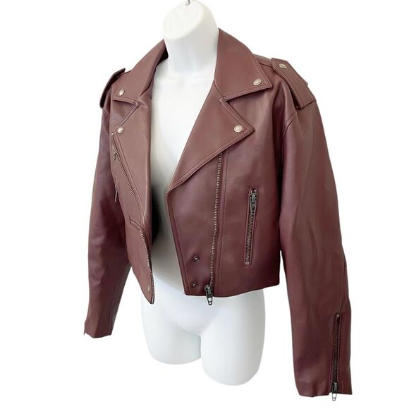 NWT Blank NYC Faux Leather Crop Moto Jacket size Medium - Picture 3 of 12